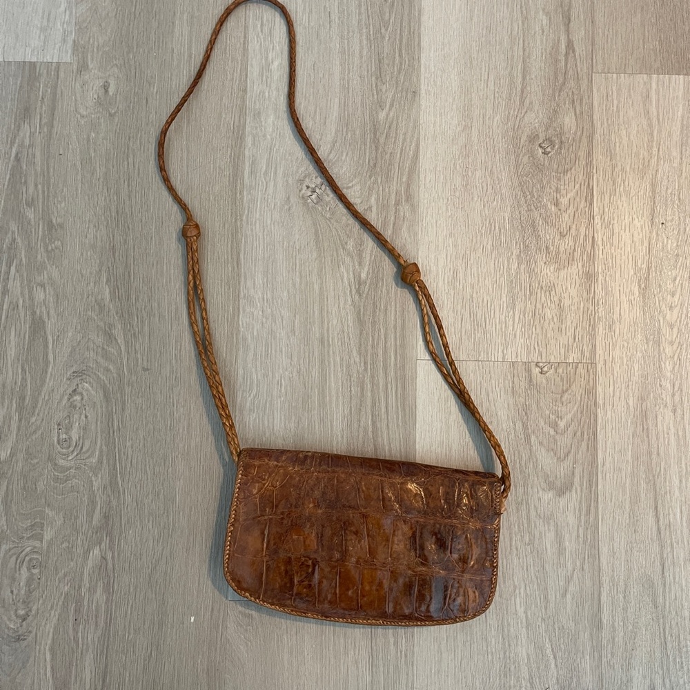 Vintage Croc Leather Bag in color Brown / Camel